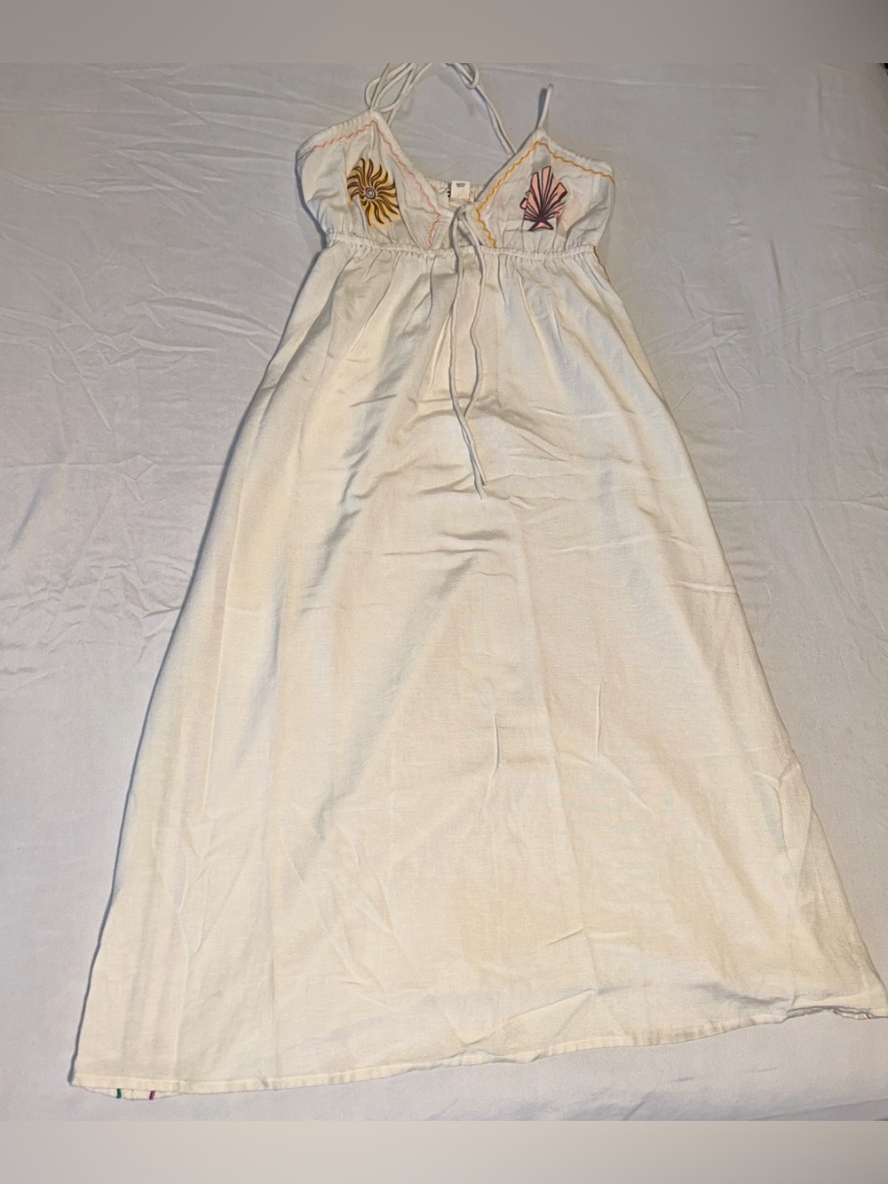 Billabong Cream Maxi Dress with Sun and Shell Embroidery
